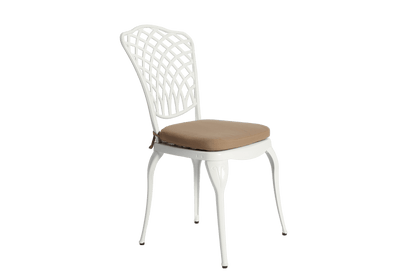 Bistro Set 3 Piece Rustproof Cast Aluminum Patio Furniture Sets 2 Chairs and 1 Round Table Outdoor, Garden, Patio, Balcony, with cushion white - 1st Choice Furniture Direct