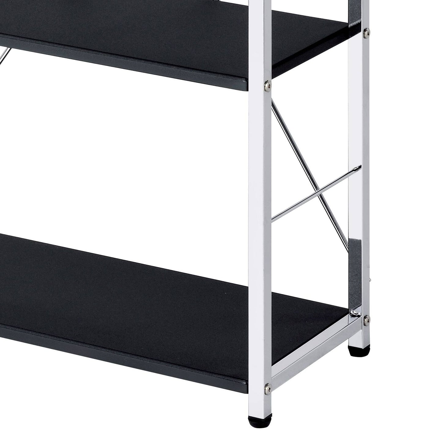 Black 4-Tier Bookcase with Chrome Metal Frame - 1st Choice Furniture Direct