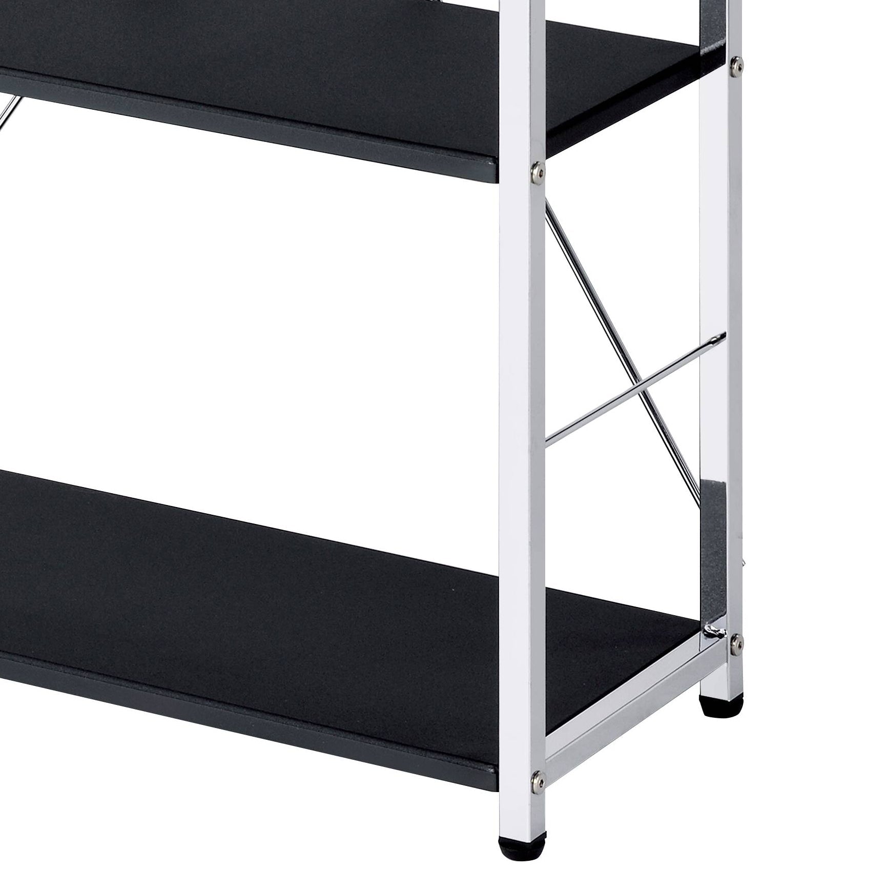 Black 4-Tier Bookcase with Chrome Metal Frame - 1st Choice Furniture Direct