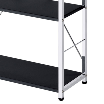 Black 4-Tier Bookcase with Chrome Metal Frame - 1st Choice Furniture Direct