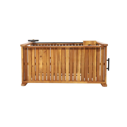 Black Acacia Wood Bar Cart with Wine Storage – Mobile Serving Cart with Wheels - 1st Choice Furniture Direct