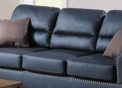 Black Bonded Leather 2pc Sofa Set Sofa And Loveseat Living Room Furniture - 1st Choice Furniture Direct