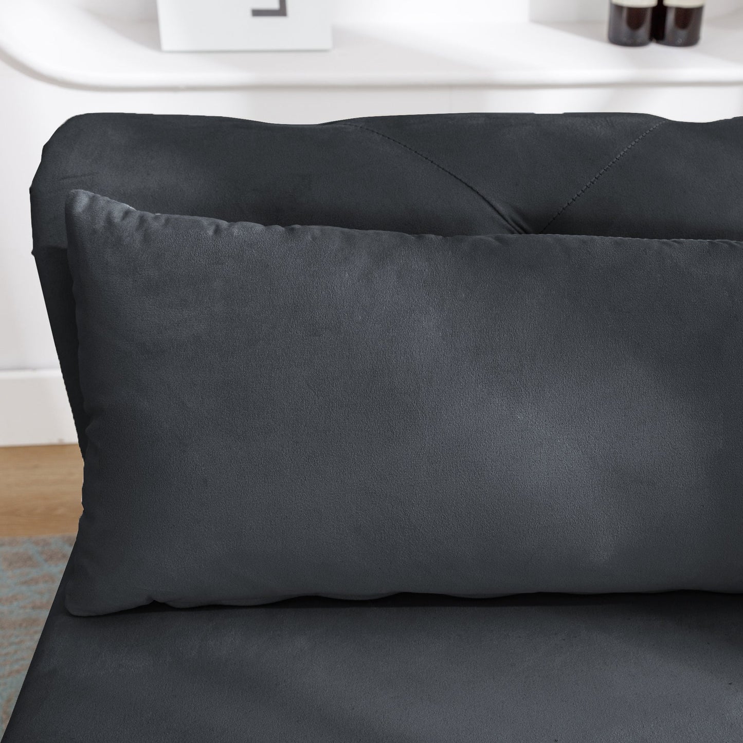 Black Chaise Lounge Indoor, Velvet Lounge Chair for Bedroom with Storage & Pillow, Modern Upholstered Rolled Arm Chase Lounge for Sleeping with Nailhead Trim for Living Room Bedroom Office - 1st Choice Furniture Direct