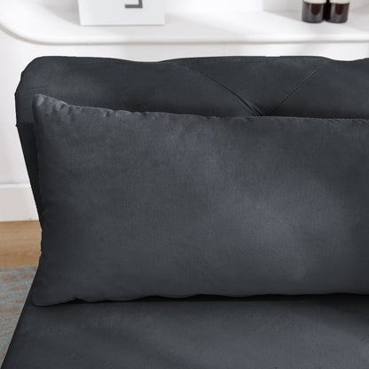 Black Chaise Lounge Indoor, Velvet Lounge Chair for Bedroom with Storage & Pillow, Modern Upholstered Rolled Arm Chase Lounge for Sleeping with Nailhead Trim for Living Room Bedroom Office - 1st Choice Furniture Direct
