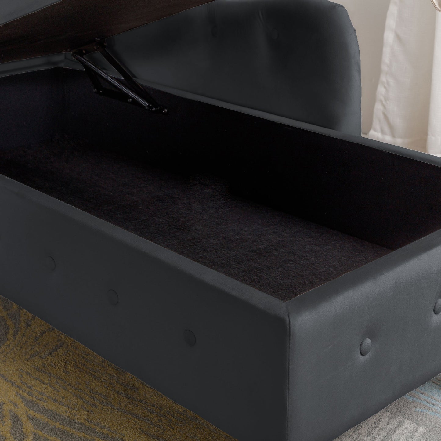 Black Chaise Lounge Indoor, Velvet Lounge Chair for Bedroom with Storage & Pillow, Modern Upholstered Rolled Arm Chase Lounge for Sleeping with Nailhead Trim for Living Room Bedroom Office - 1st Choice Furniture Direct