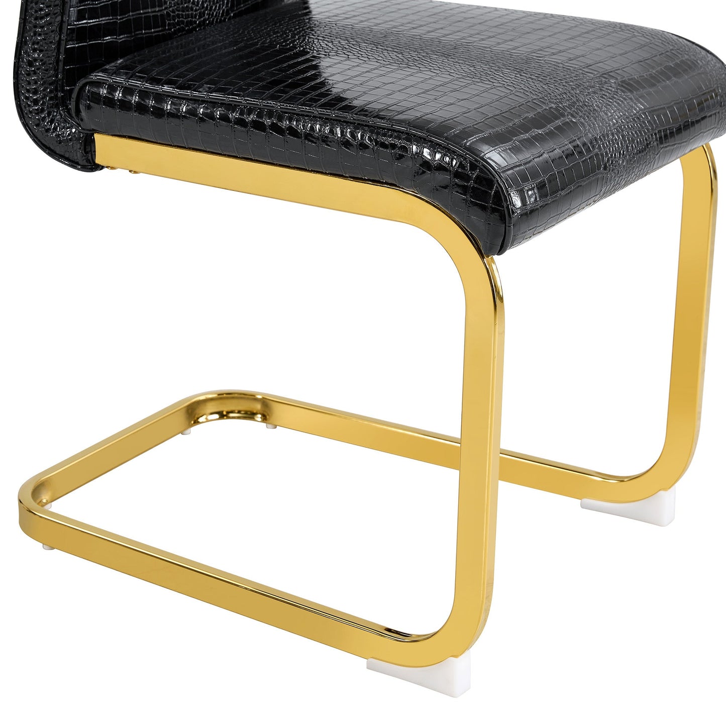 Black Faux Alligator Dining Chair Set of 2 with Gold Legs - 1st Choice Furniture Direct
