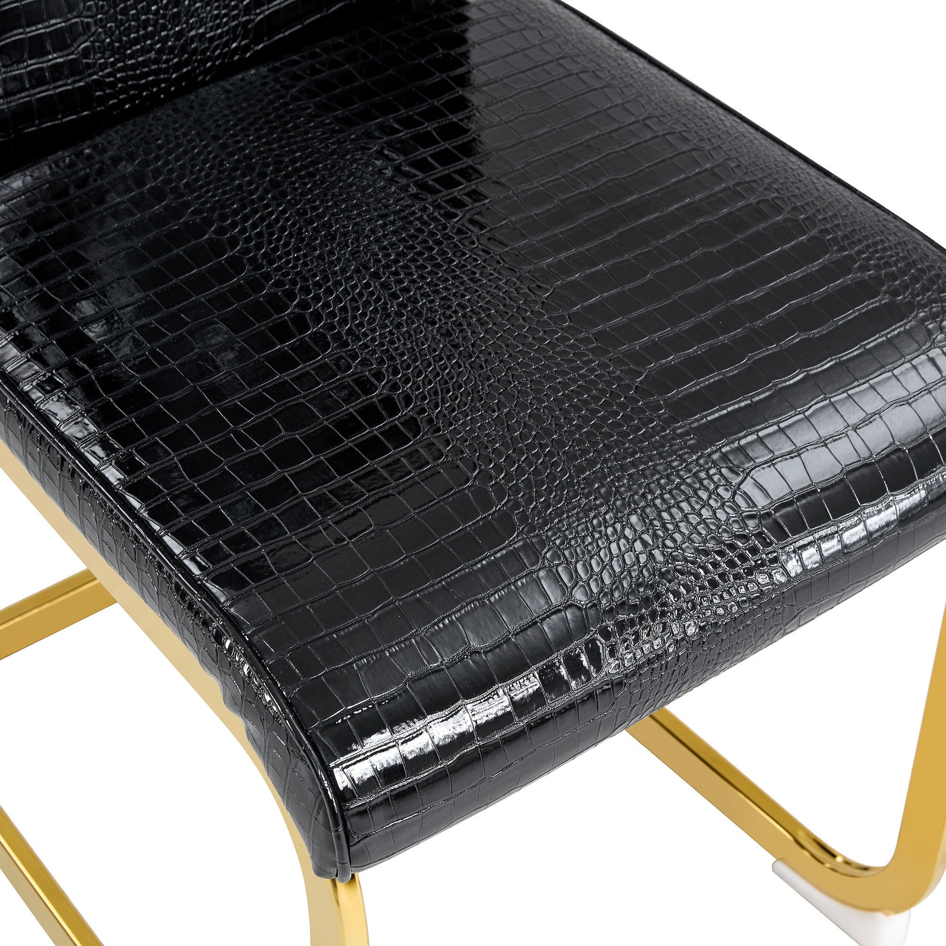 Black Faux Alligator Dining Chair Set of 2 with Gold Legs - 1st Choice Furniture Direct