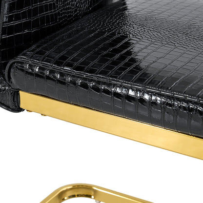 Black Faux Alligator Dining Chair Set of 2 with Gold Legs - 1st Choice Furniture Direct