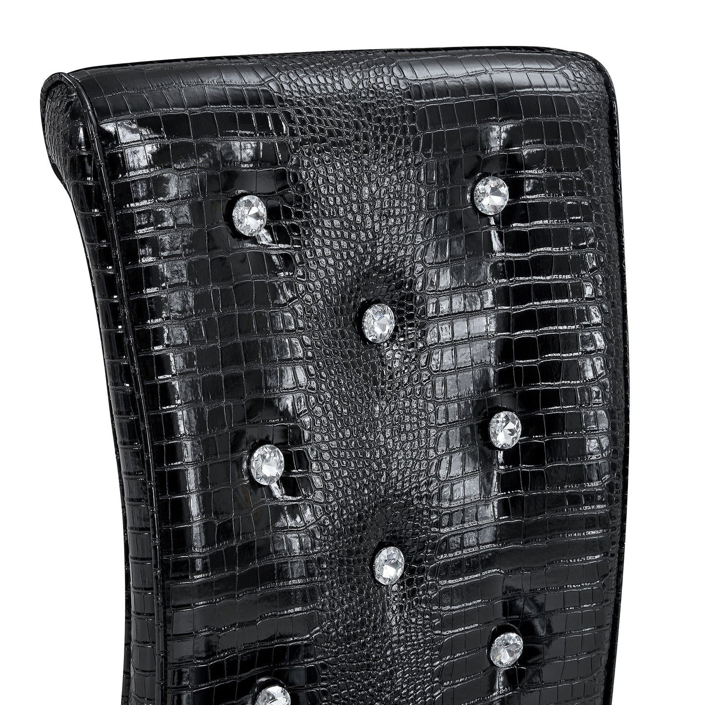 Black Faux Alligator Dining Chair Set of 2 with Gold Legs - 1st Choice Furniture Direct