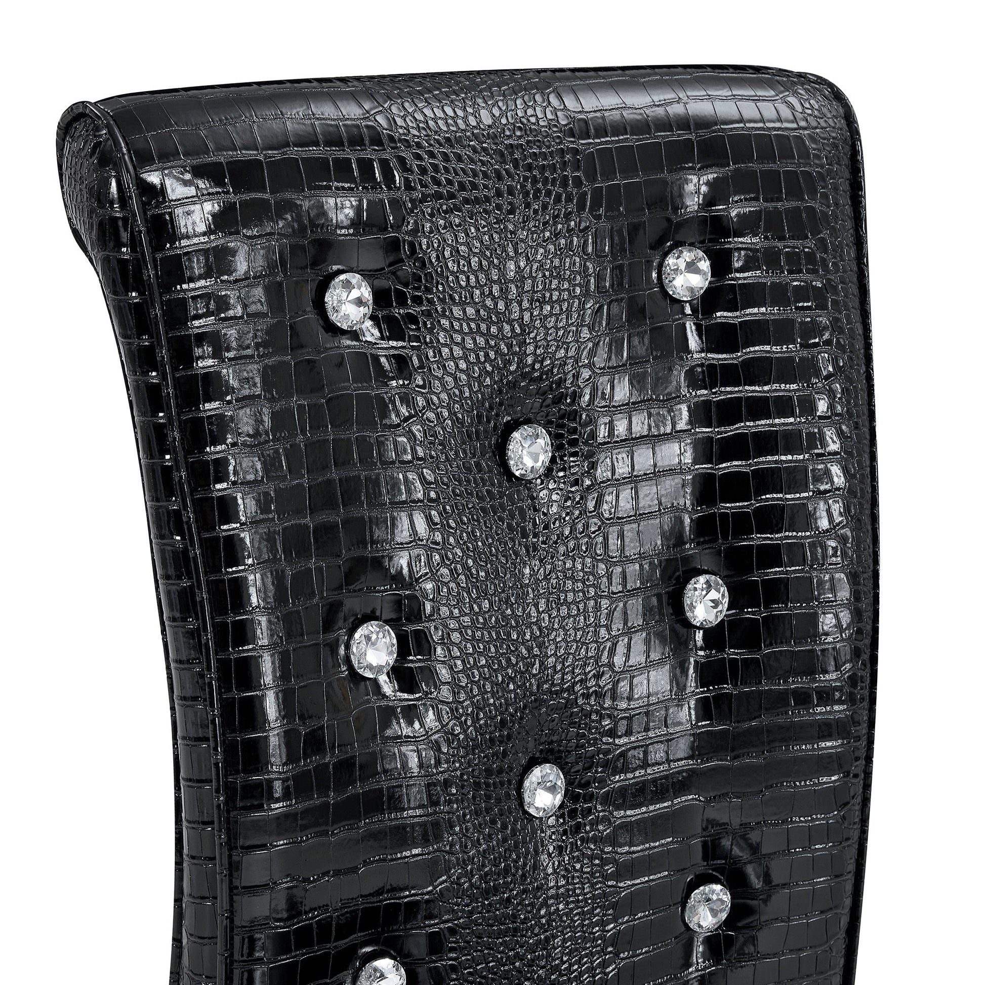Black Faux Alligator Dining Chair Set of 2 with Gold Legs - 1st Choice Furniture Direct