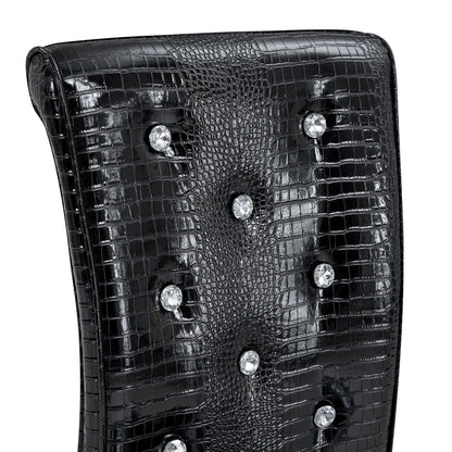 Black Faux Alligator Dining Chair Set of 2 with Gold Legs - 1st Choice Furniture Direct