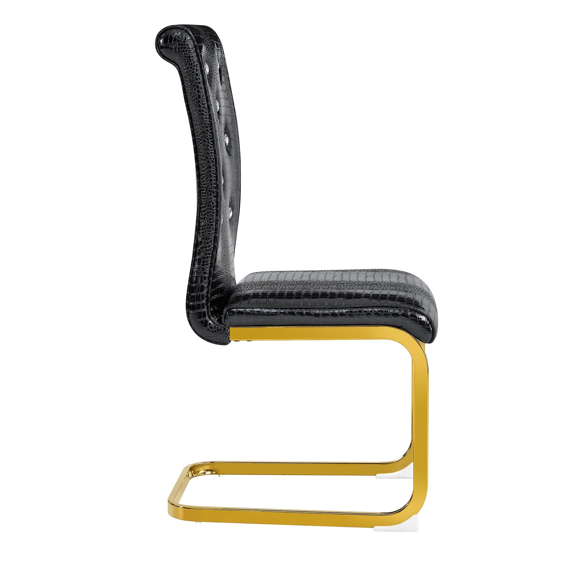 Black Faux Alligator Dining Chair Set of 2 with Gold Legs - 1st Choice Furniture Direct