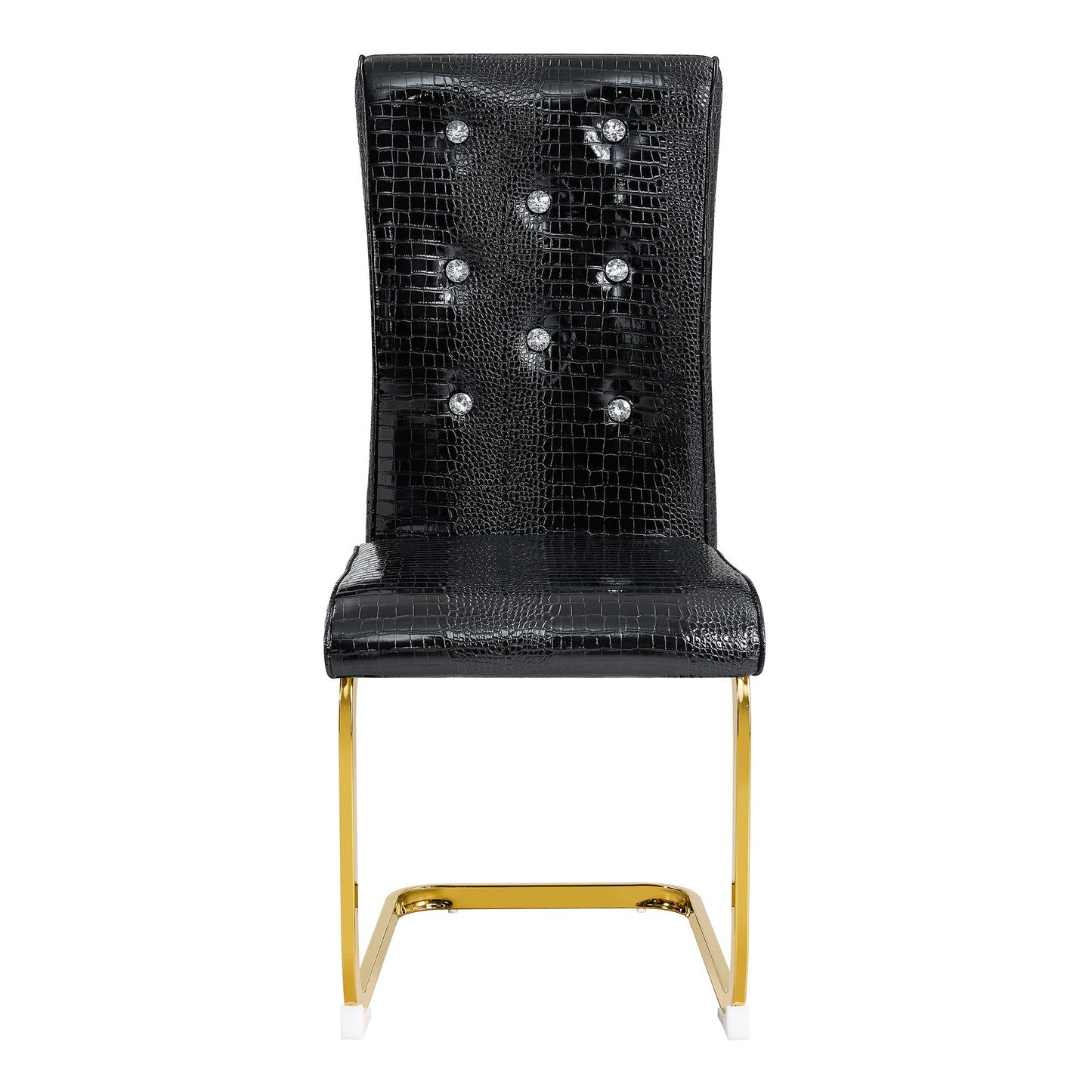 Black Faux Alligator Dining Chair Set of 2 with Gold Legs - 1st Choice Furniture Direct