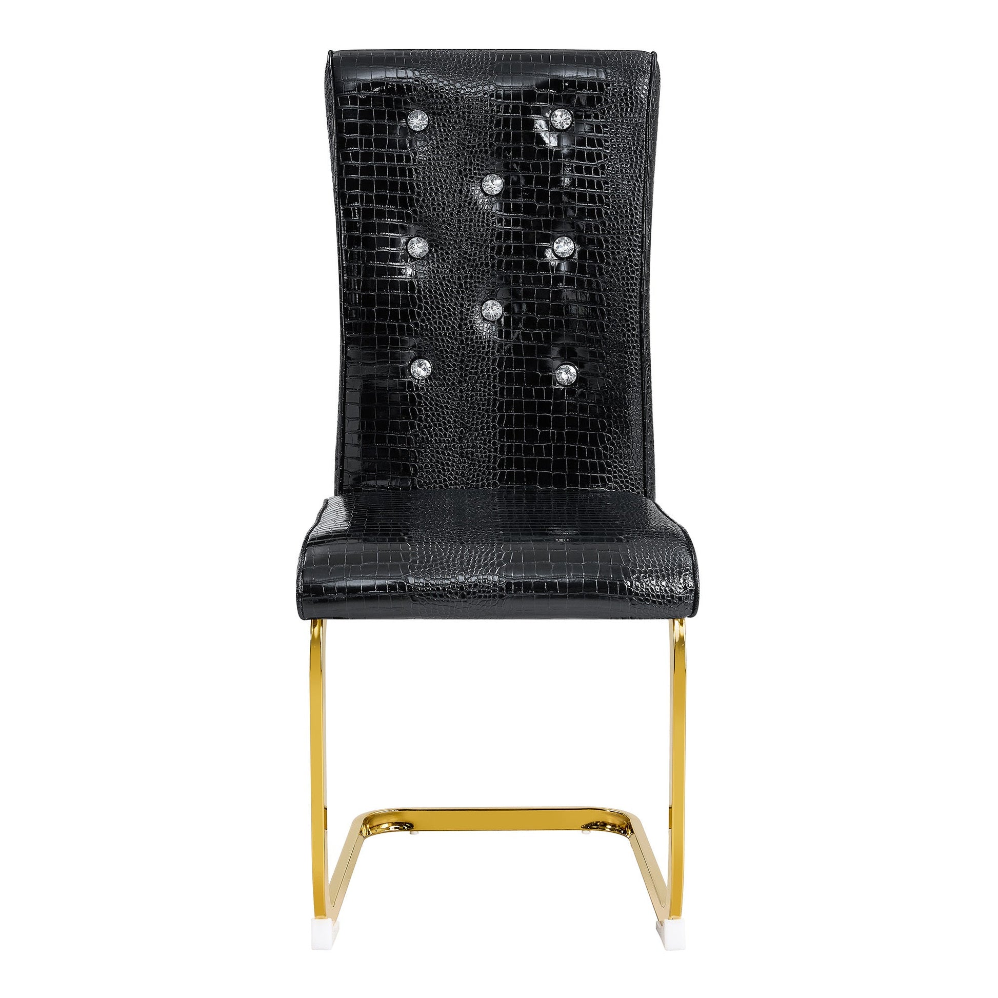 Black Faux Alligator Dining Chair Set of 2 with Gold Legs - 1st Choice Furniture Direct