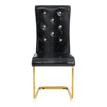 Black Faux Alligator Dining Chair Set of 2 with Gold Legs - 1st Choice Furniture Direct