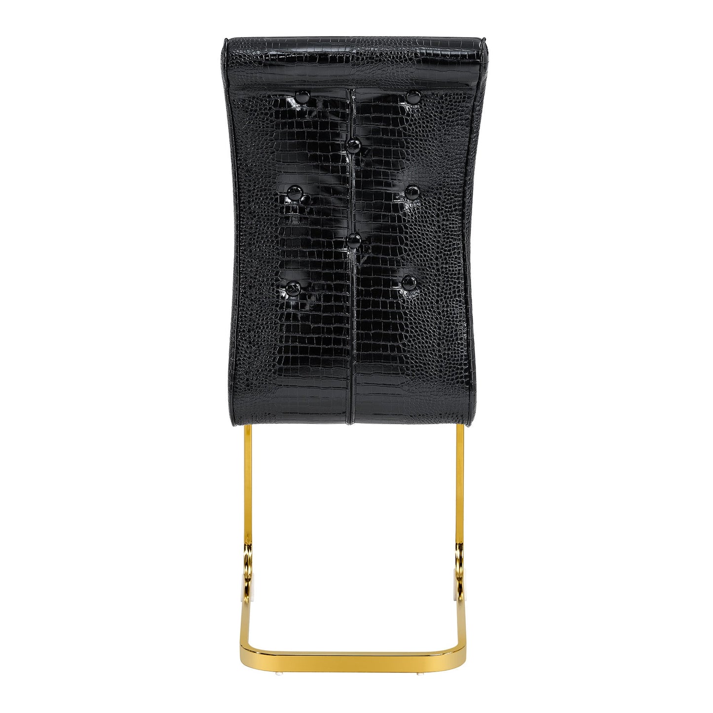 Black Faux Alligator Dining Chair Set of 2 with Gold Legs - 1st Choice Furniture Direct