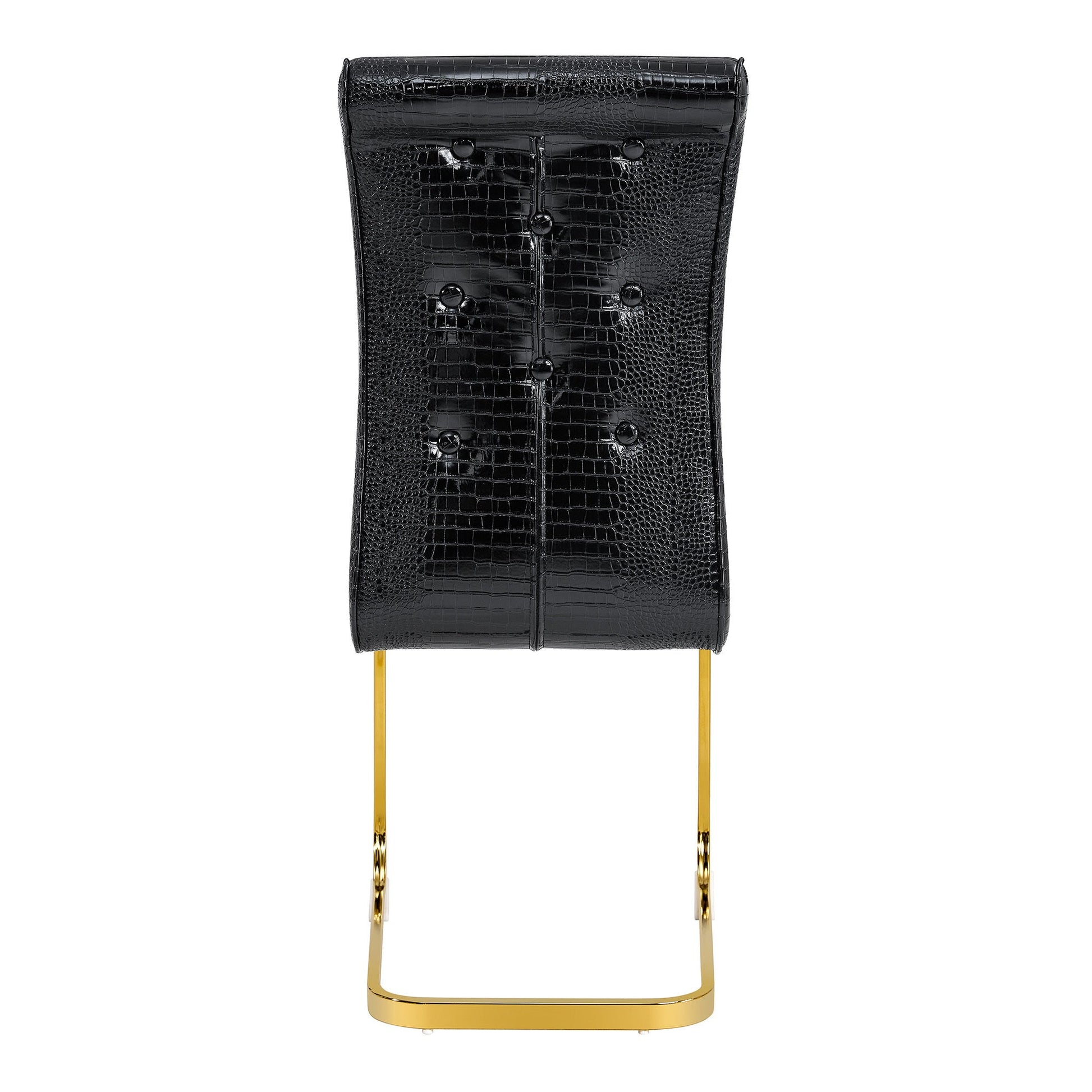 Black Faux Alligator Dining Chair Set of 2 with Gold Legs - 1st Choice Furniture Direct
