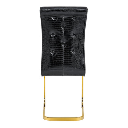 Black Faux Alligator Dining Chair Set of 2 with Gold Legs - 1st Choice Furniture Direct