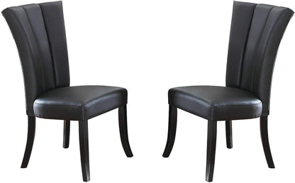 Black Faux Leather Upholstered Lines back Set of 2pc Chairs Dining Room Wide Flair back Chair - 1st Choice Furniture Direct