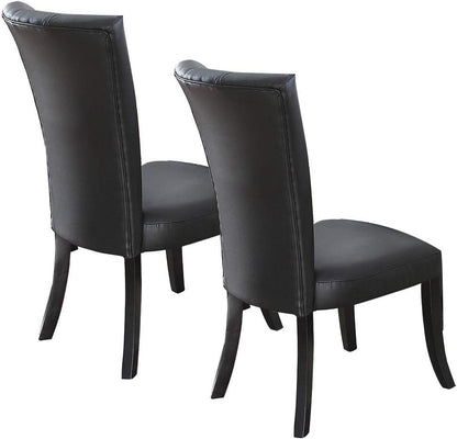Black Faux Leather Upholstered Lines back Set of 2pc Chairs Dining Room Wide Flair back Chair - 1st Choice Furniture Direct