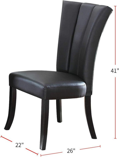 Black Faux Leather Upholstered Lines back Set of 2pc Chairs Dining Room Wide Flair back Chair - 1st Choice Furniture Direct