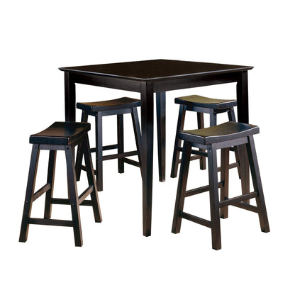 Black Finish 29 - inch Bar Height Stools Set of 2pc Saddle Seat Solid Wood Casual Dining Home Furniture - 1st Choice Furniture Direct