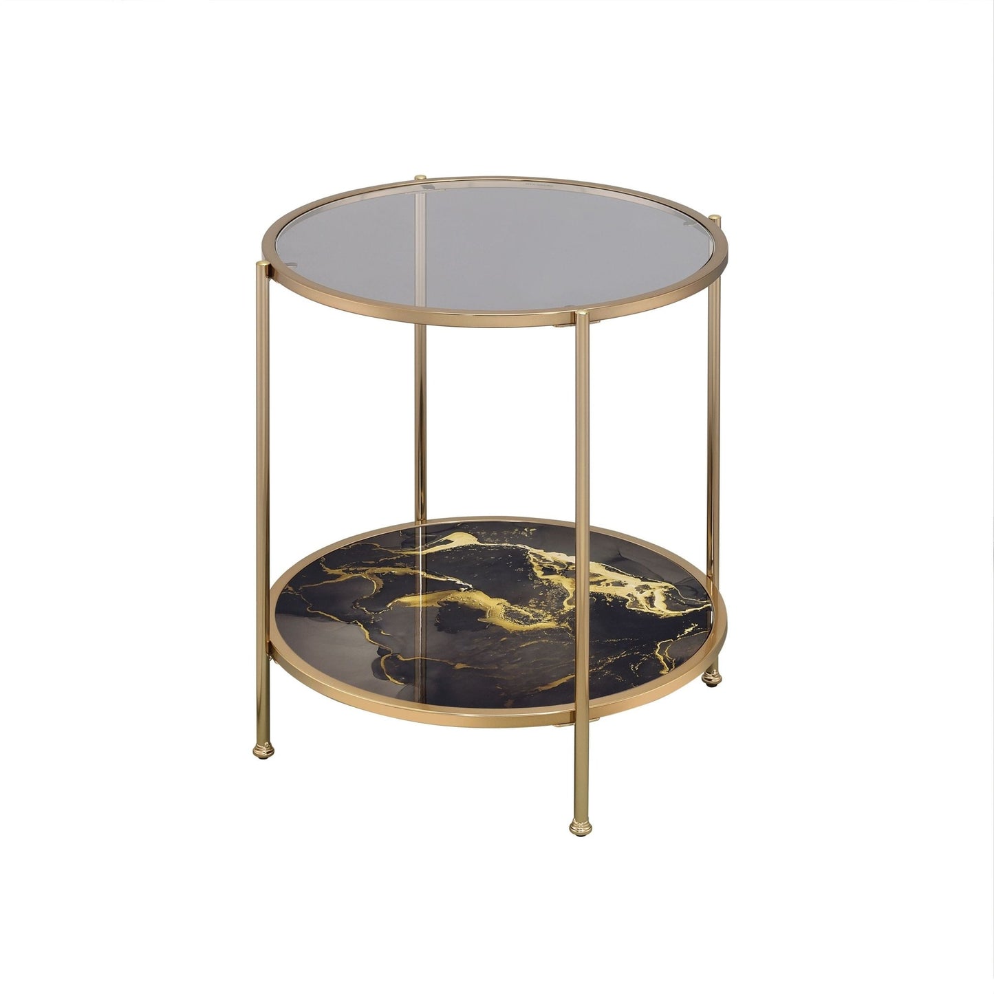 Black Glass End Table with Gold Metal Frame - 1st Choice Furniture Direct