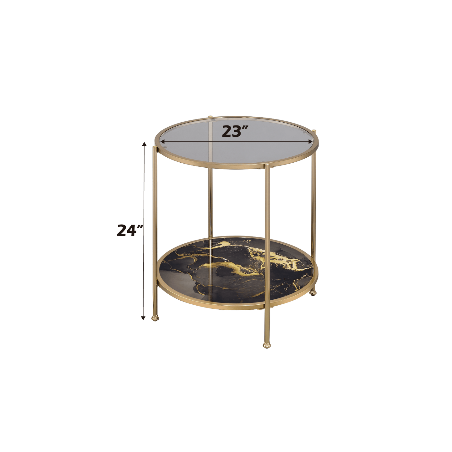 Black Glass End Table with Gold Metal Frame - 1st Choice Furniture Direct
