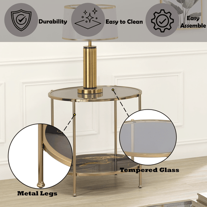 Black Glass End Table with Gold Metal Frame - 1st Choice Furniture Direct