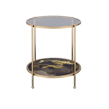 Black Glass End Table with Gold Metal Frame - 1st Choice Furniture Direct