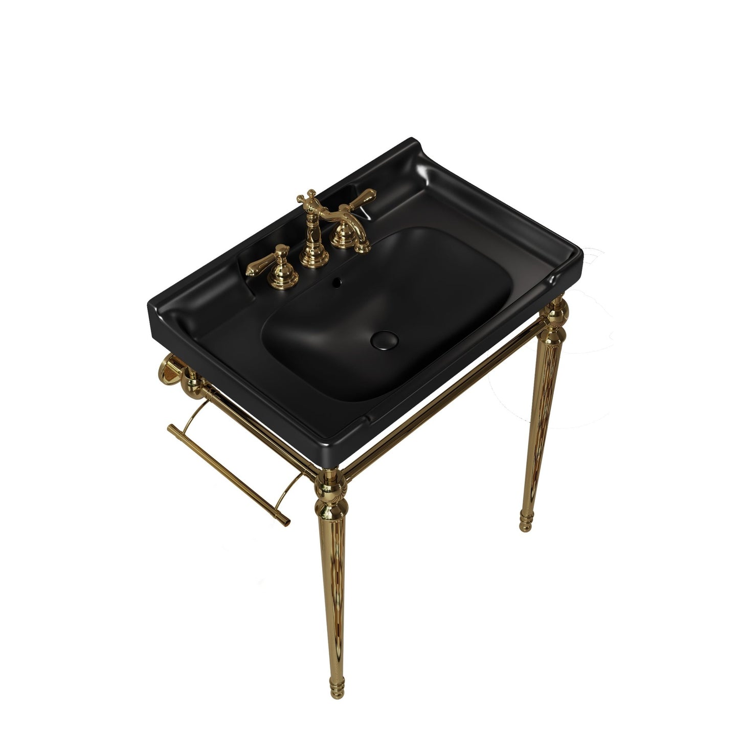 Black & Gold Bathroom Vanity with Ceramic Basin – Modern Stainless Steel Vanity Sink - 1st Choice Furniture Direct