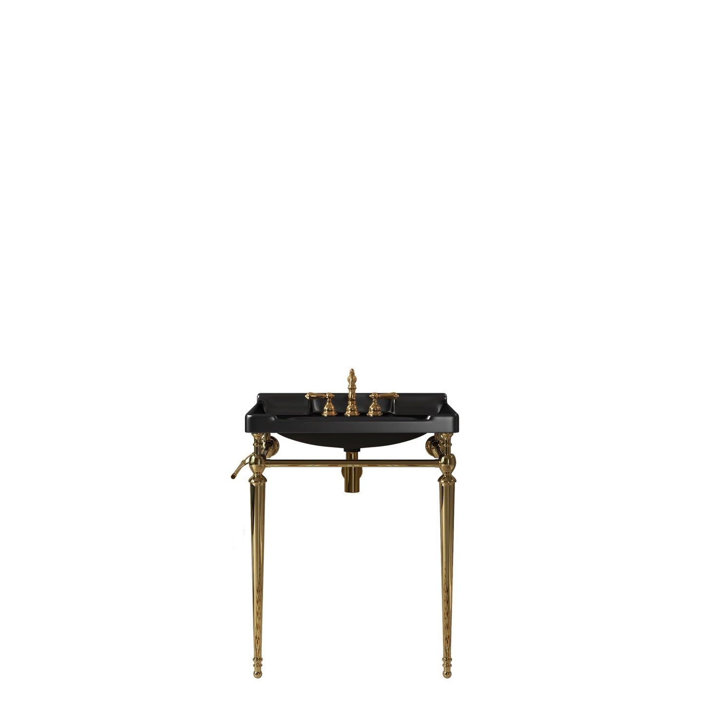 Black & Gold Bathroom Vanity with Ceramic Basin – Modern Stainless Steel Vanity Sink - 1st Choice Furniture Direct