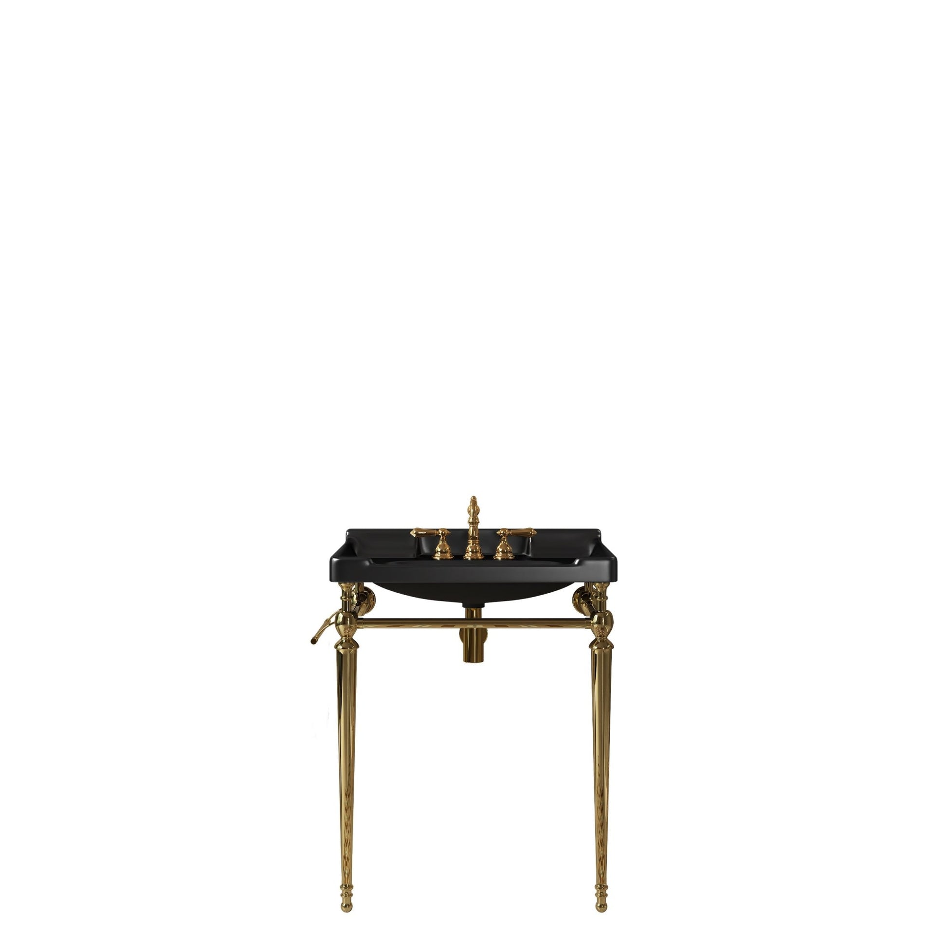 Black & Gold Bathroom Vanity with Ceramic Basin – Modern Stainless Steel Vanity Sink - 1st Choice Furniture Direct