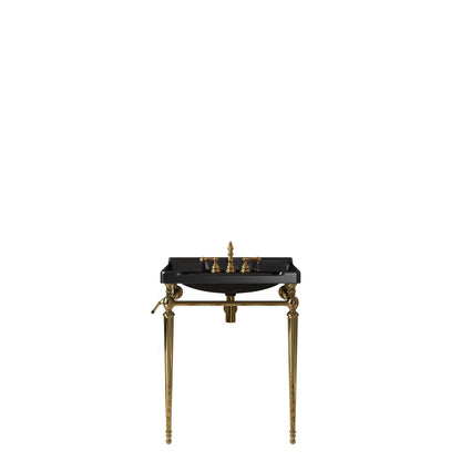 Black & Gold Bathroom Vanity with Ceramic Basin – Modern Stainless Steel Vanity Sink - 1st Choice Furniture Direct