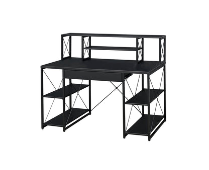 Black Music Studio Desk with Storage Shelves and Drawer - 1st Choice Furniture Direct