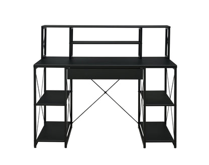 Black Music Studio Desk with Storage Shelves and Drawer - 1st Choice Furniture Direct
