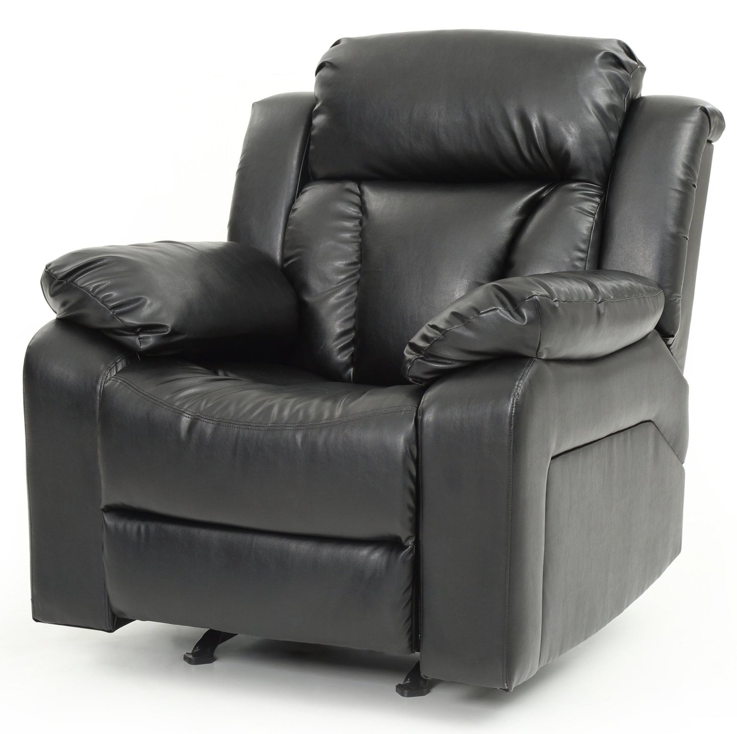 Black PU Leather Recliner Chair with Padded Arms - 1st Choice Furniture Direct