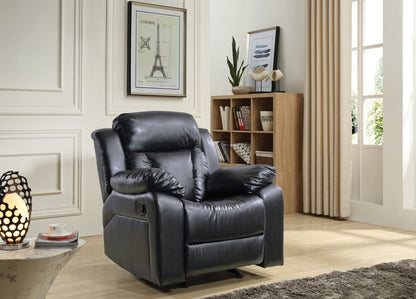 Black PU Leather Recliner Chair with Padded Arms - 1st Choice Furniture Direct