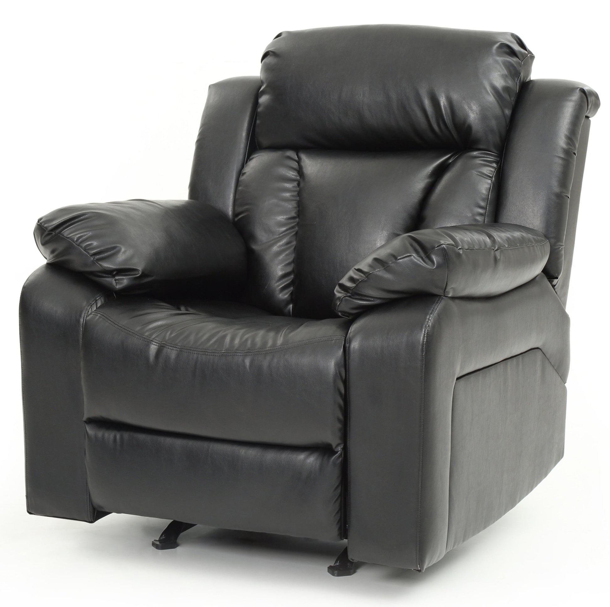 Black PU Leather Recliner Chair with Padded Arms - 1st Choice Furniture Direct