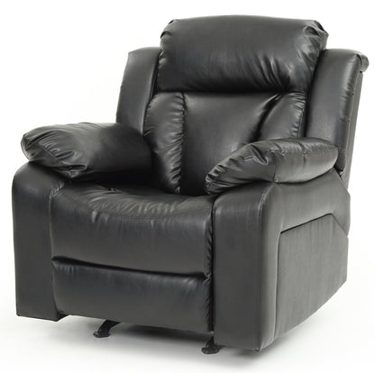 Black PU Leather Recliner Chair with Padded Arms - 1st Choice Furniture Direct