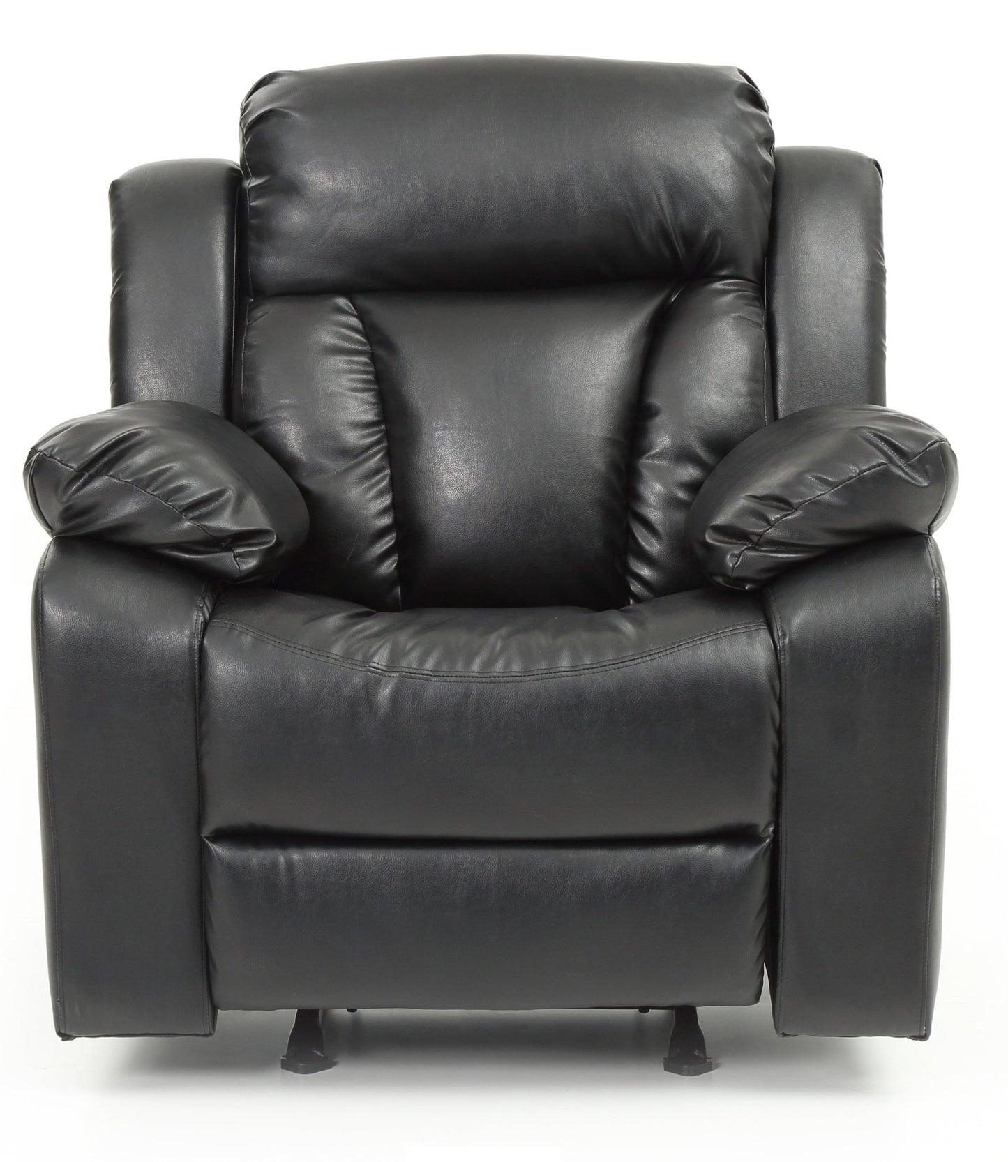 Black PU Leather Recliner Chair with Padded Arms - 1st Choice Furniture Direct