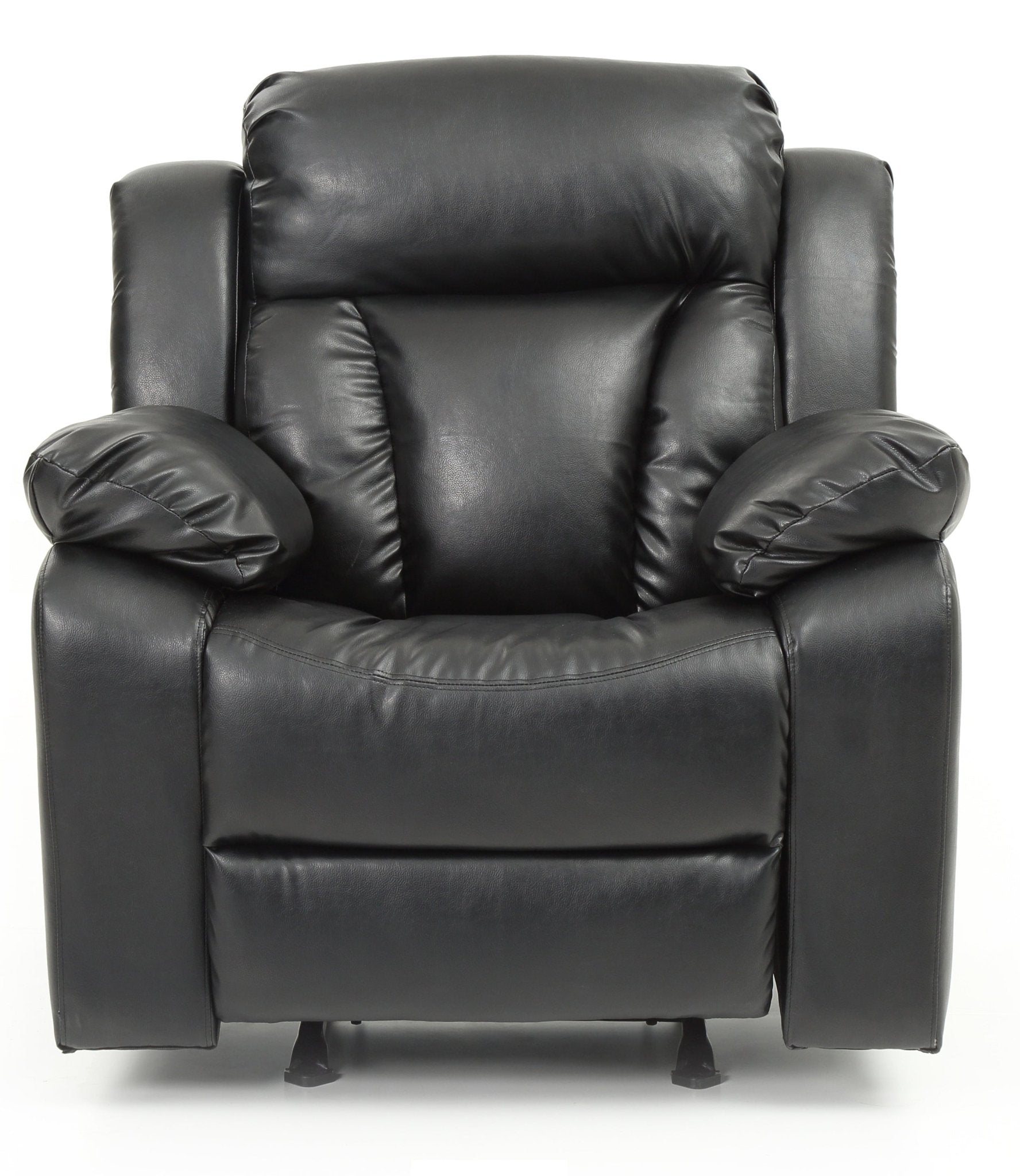Black PU Leather Recliner Chair with Padded Arms - 1st Choice Furniture Direct