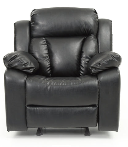 Black PU Leather Recliner Chair with Padded Arms - 1st Choice Furniture Direct