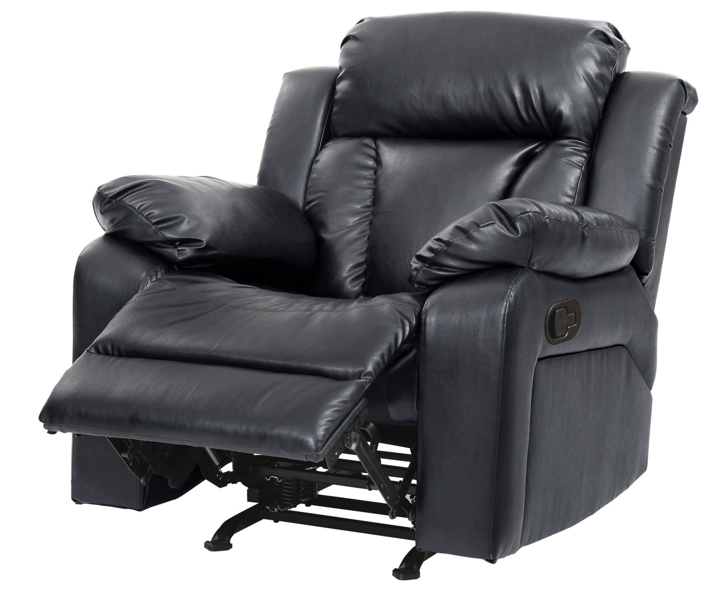 Black PU Leather Recliner Chair with Padded Arms - 1st Choice Furniture Direct