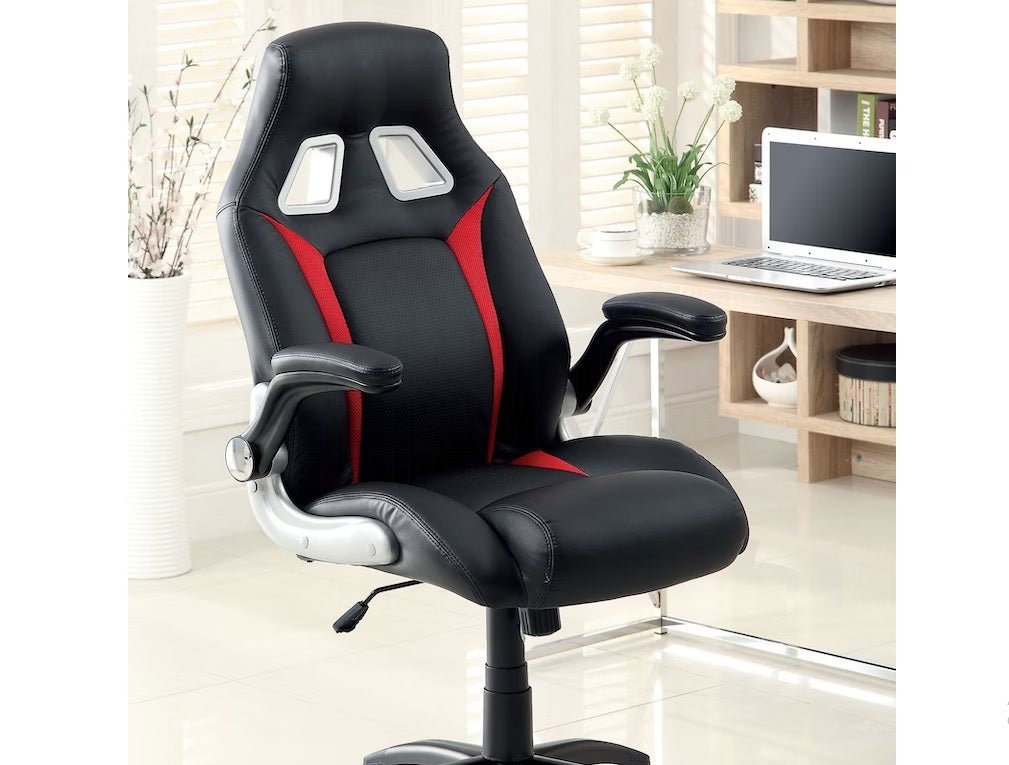 Black & Red Gaming Office Chair – Adjustable Height Ergonomic Leatherette Desk Chair - 1st Choice Furniture Direct
