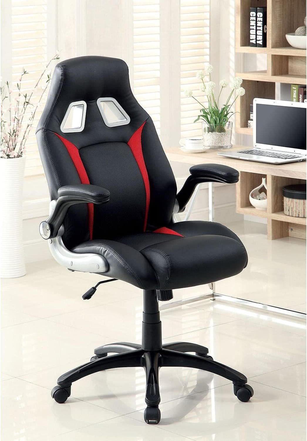 Black & Red Gaming Office Chair – Adjustable Height Ergonomic Leatherette Desk Chair - 1st Choice Furniture Direct