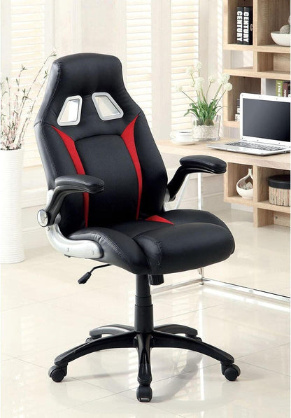 Black & Red Gaming Office Chair – Adjustable Height Ergonomic Leatherette Desk Chair - 1st Choice Furniture Direct