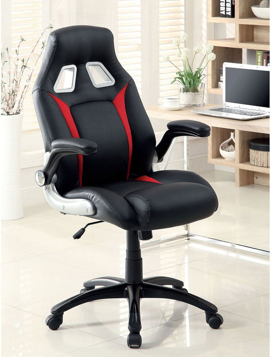 Black & Red Gaming Office Chair – Adjustable Height Ergonomic Leatherette Desk Chair - 1st Choice Furniture Direct