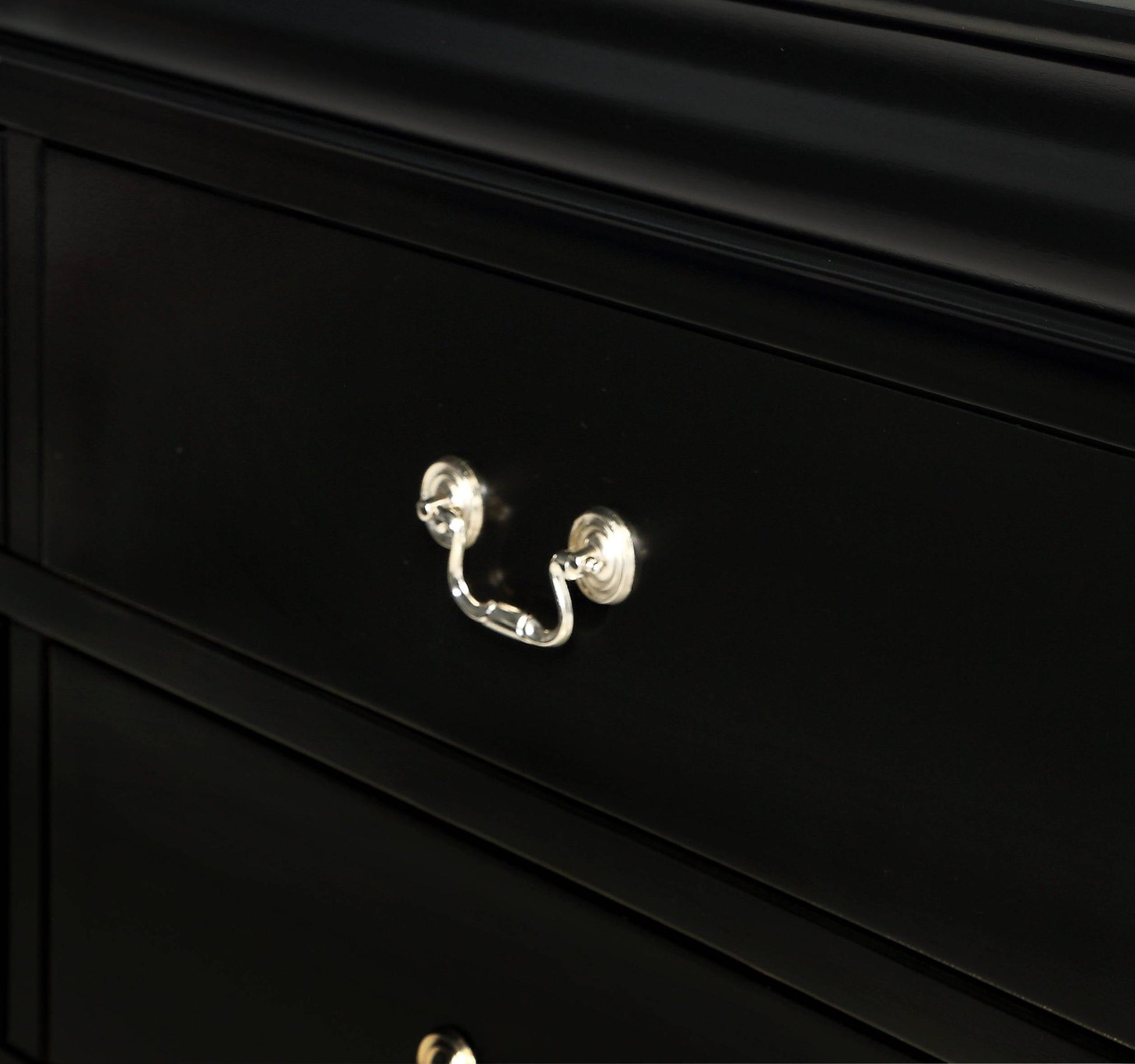 Black Solid Wood Nightstand – 2 Drawer Louis Philip Style Table - 1st Choice Furniture Direct