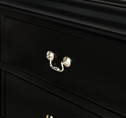 Black Solid Wood Nightstand – 2 Drawer Louis Philip Style Table - 1st Choice Furniture Direct